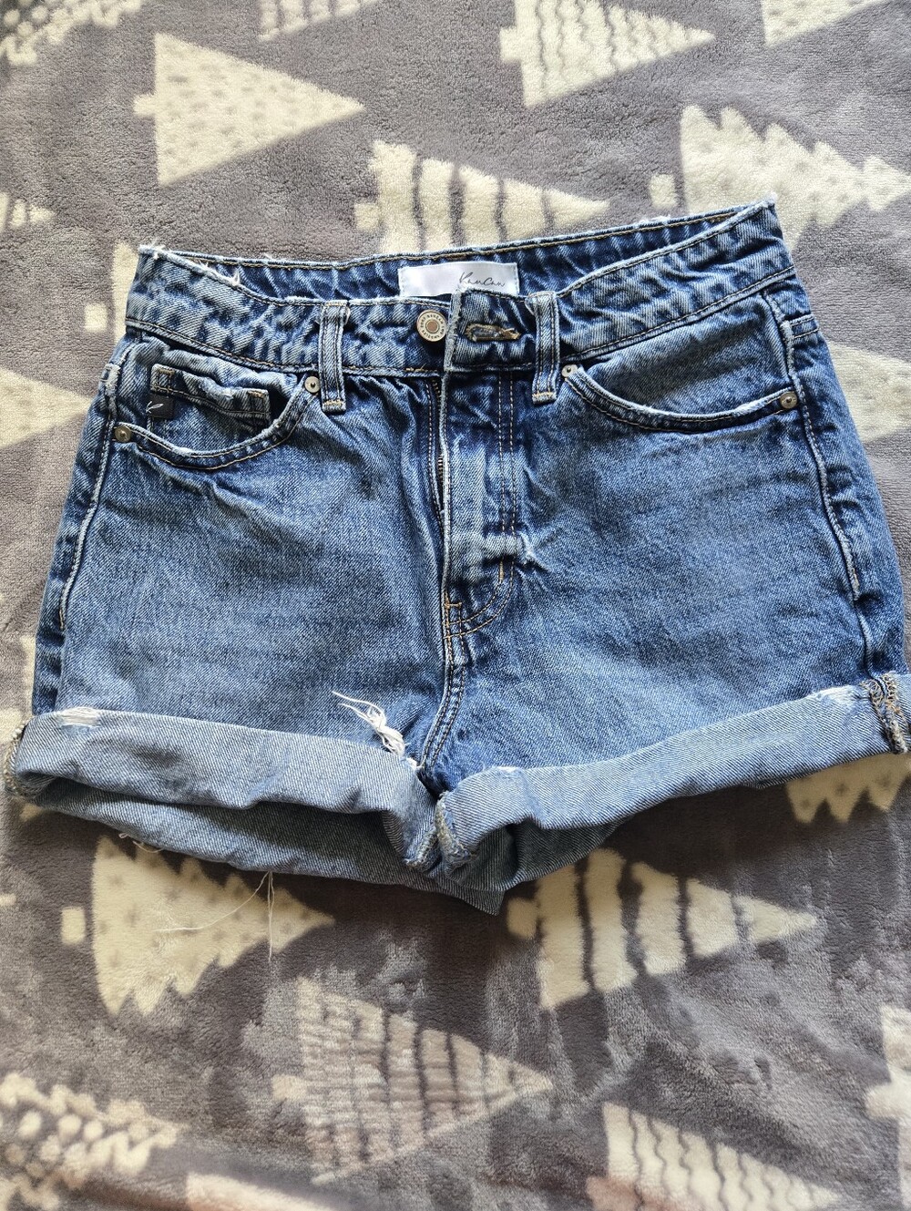 Kancan High-Rise Blue Denim Roll-Cuff Women's Shorts